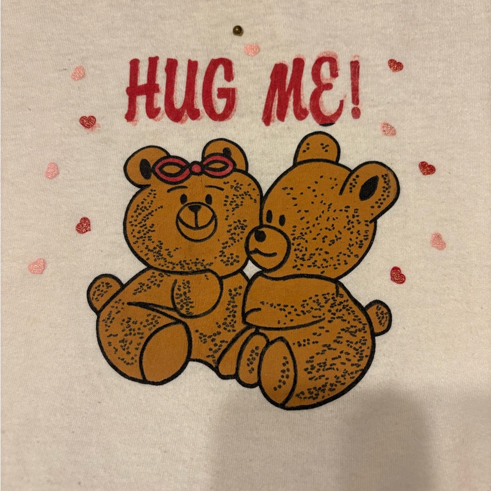 VTG Y2K Fruit of the Loom “Hug Me!” Teddy Bear Graphic Tee XL White Cotton